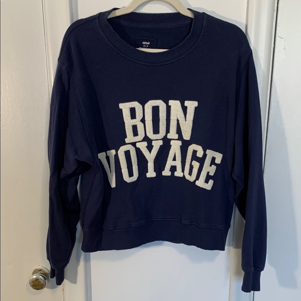 Aerie Blue and White Hoodie Sweatshirt